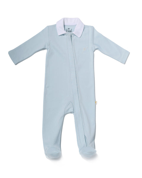 Marcel Footed Onesie - Blue