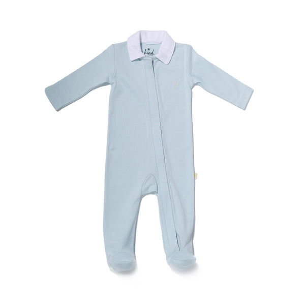 Marcel Footed Onesie - Blue