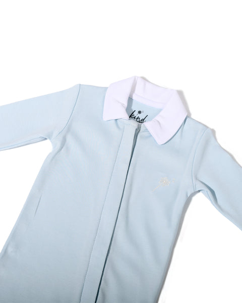 Marcel Footed Onesie - Blue