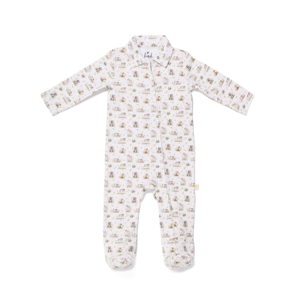 Marcel Footed Onesie - Forest