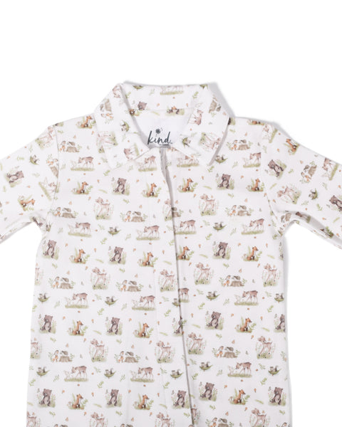 Marcel Footed Onesie - Forest