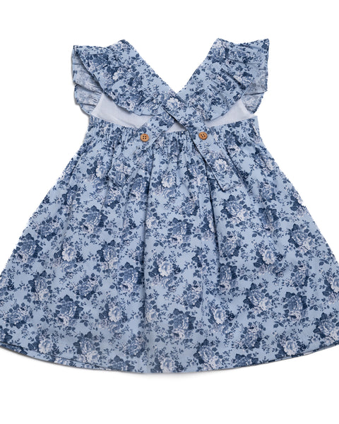 Cross-back dress - Blue flowers