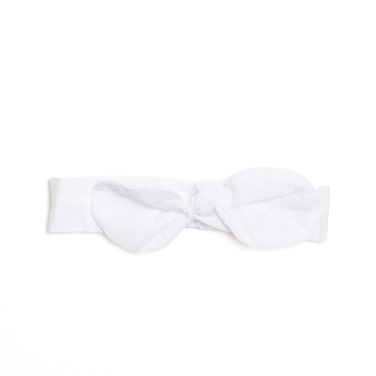 Broderie bow headband - White