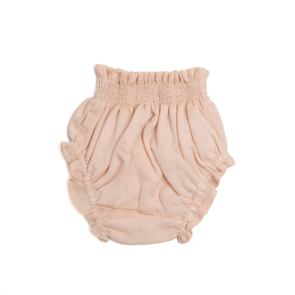 Linen ruffle baby shorts - Misty rose