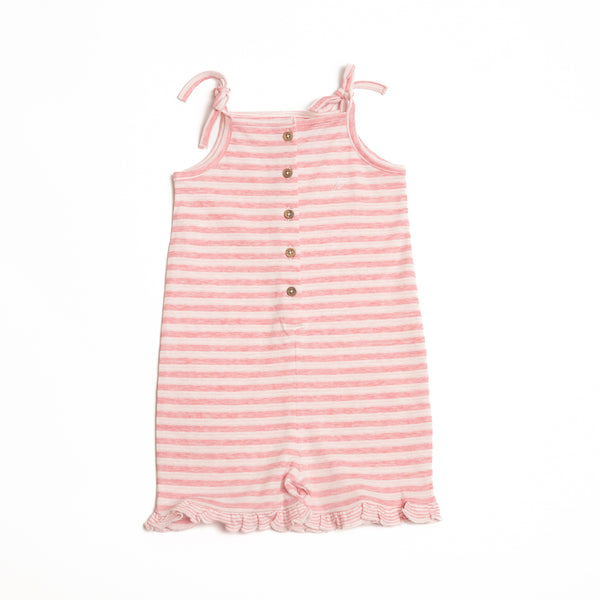 Shoulder tie jumpsuit - Pink striped