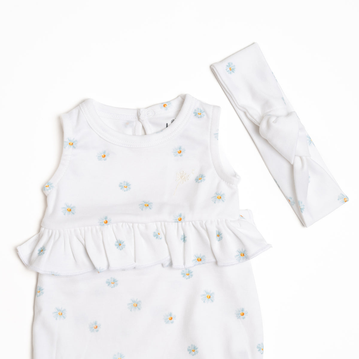 Ruffle romper - Blue daisy