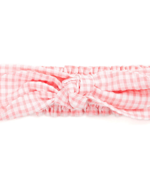 Bow Headband - Pink gingham